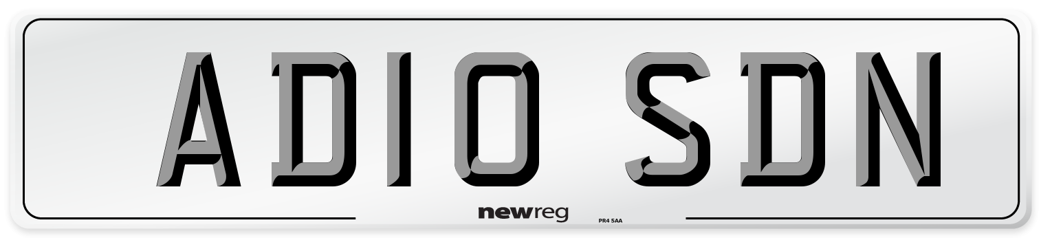 AD10 SDN Number Plate from New Reg